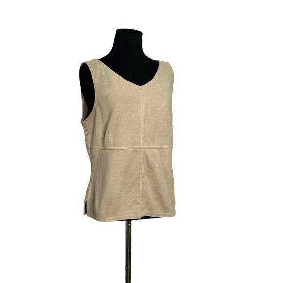 Kathy Ireland beige velvet sleeveless v neck top size Medium - Picture 8 of 10